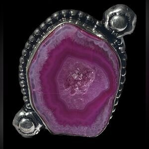 Pink Solar Quartz Sterling Silver Plated Ring